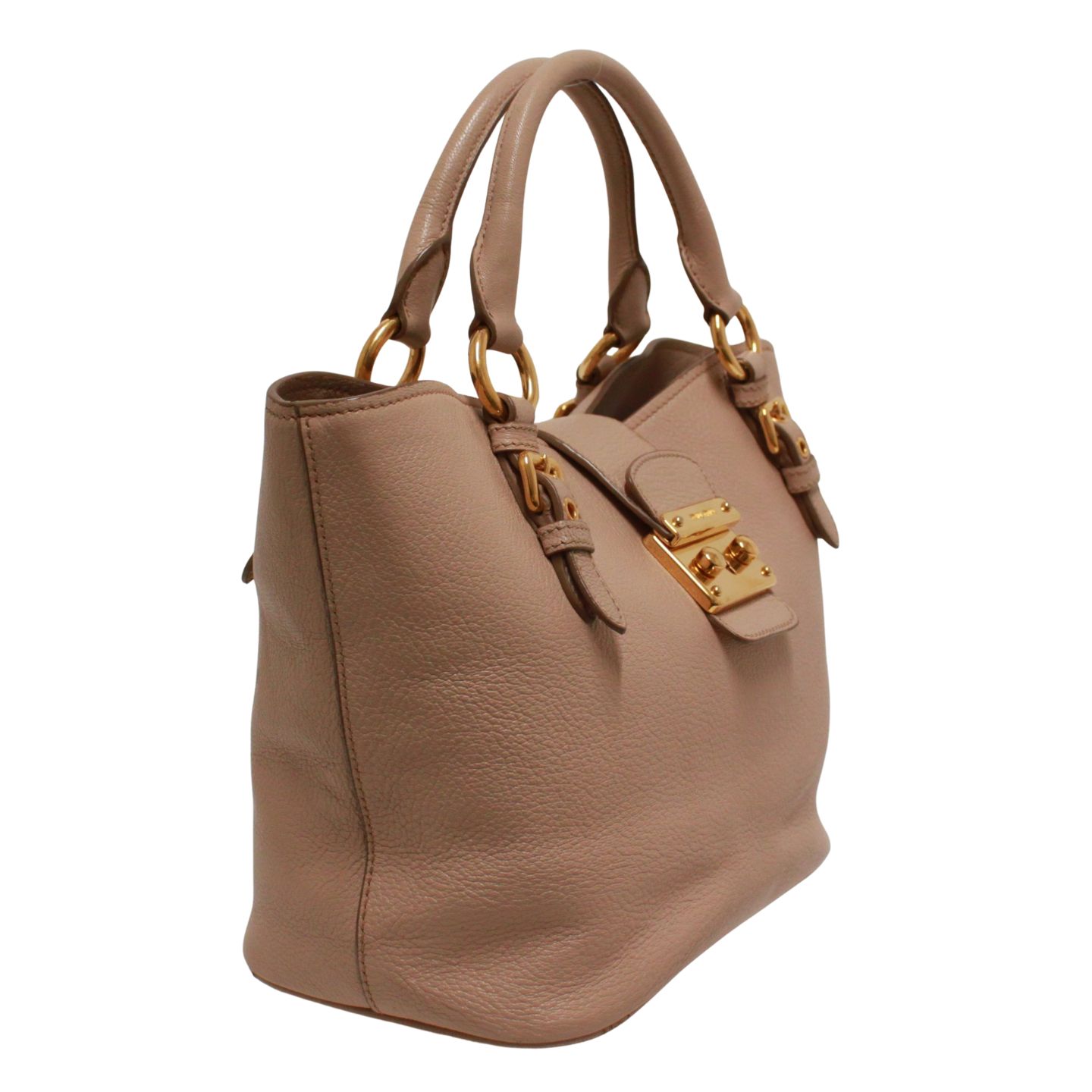 MIUMIU ミュウミュウ ハンドバッグ レザー ピンクベージュ【中古