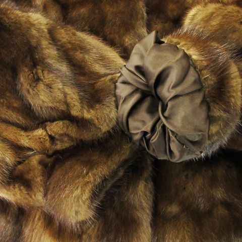 ノーブランド ファーコート ミンクファー 毛皮 スタンドカラー ミドル