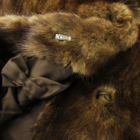 ノーブランド ファーコート ミンクファー 毛皮 スタンドカラー ミドル