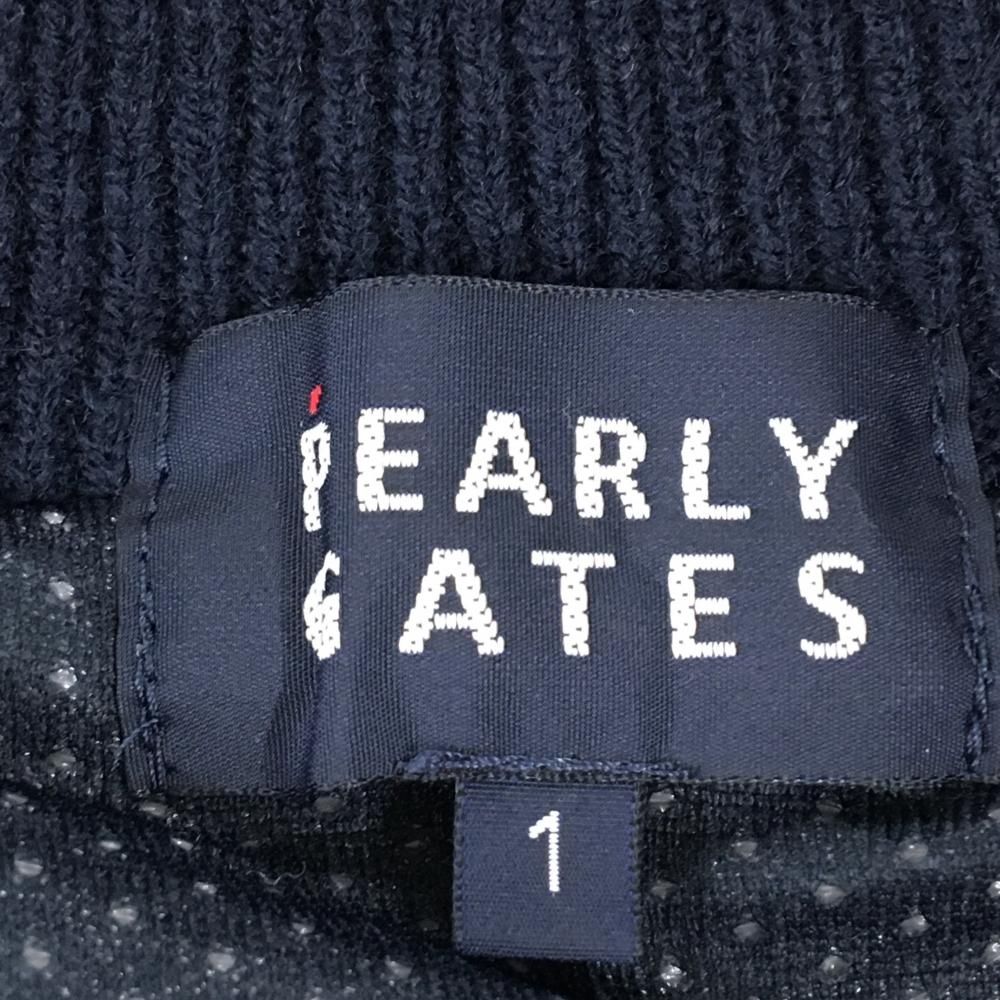 美品】パーリーゲイツ ニットジャケット ネイビー×白 ウール混 裏地