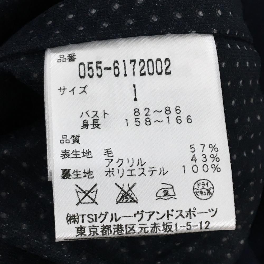 美品】パーリーゲイツ ニットジャケット ネイビー×白 ウール混 裏地