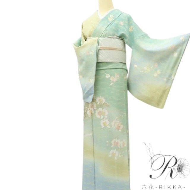 六花-RIKKA- 美品 正絹 金駒刺繡 トールサイズ 胡蝶蘭 訪問着 手縫い