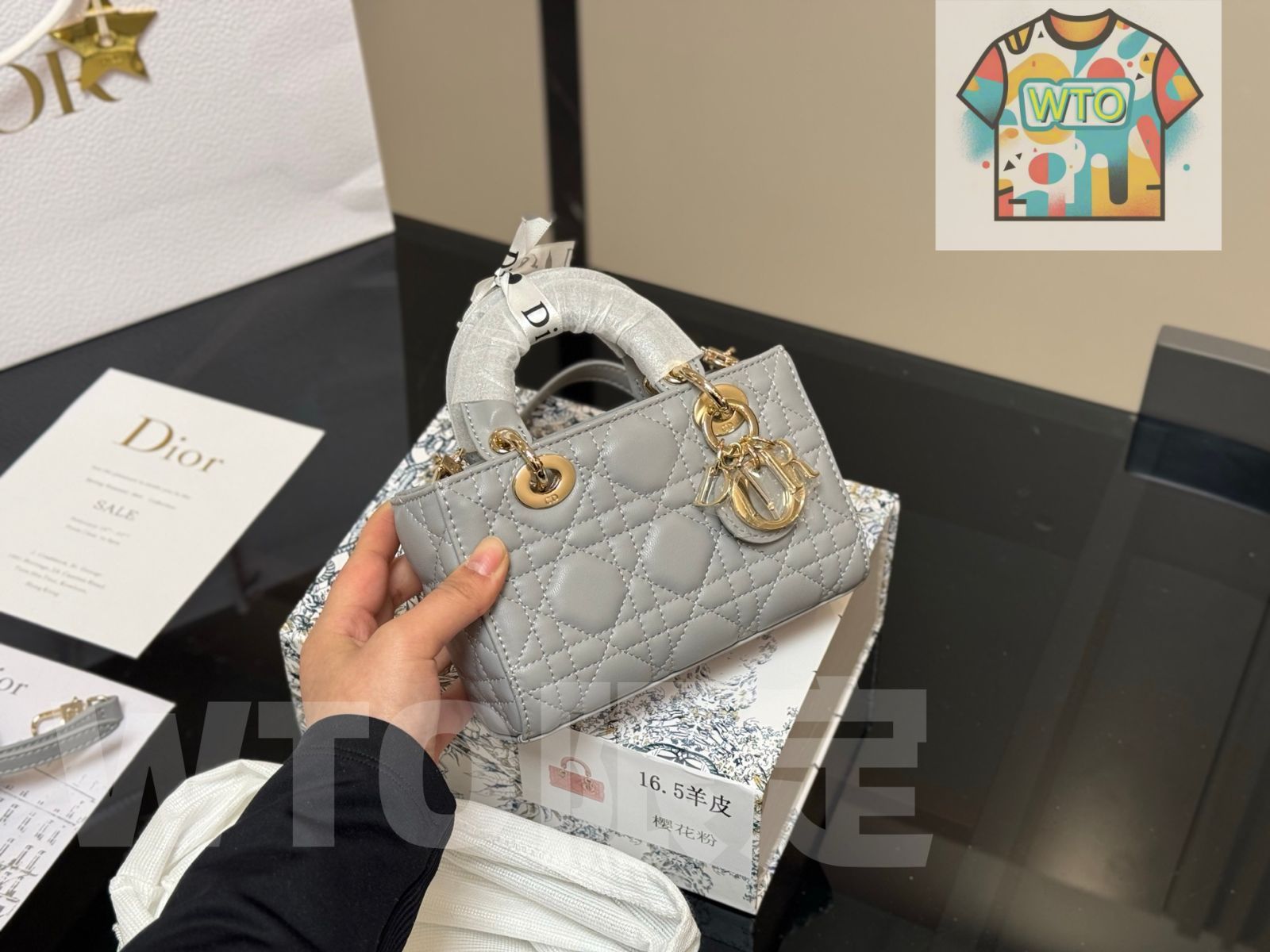 今日特価】Dior Lady Lambskin Horizontal Lady Dior Bag - ディオール