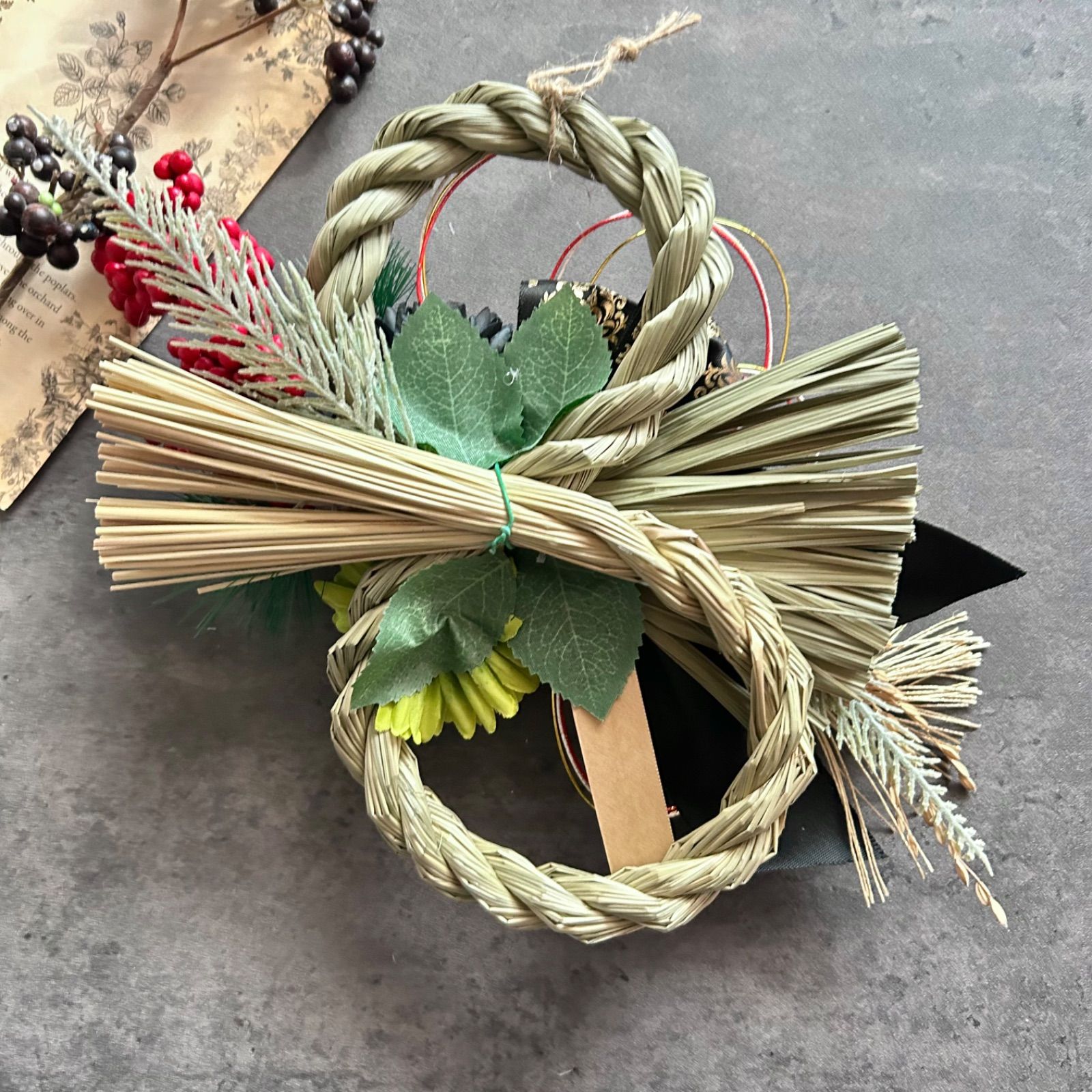 しめ縄　お正月飾り　しめ縄リース新年　No.8 No.74 カラー八の字しめ縄リース2024 ハンドメイドお正月飾り 玄関