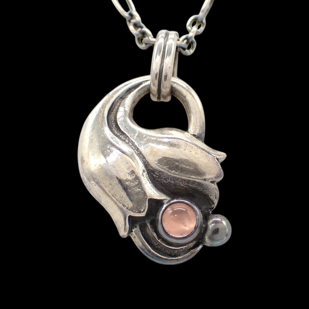 ジョージジェンセン Georg Jensen 1999 ローズクォーツ イヤー