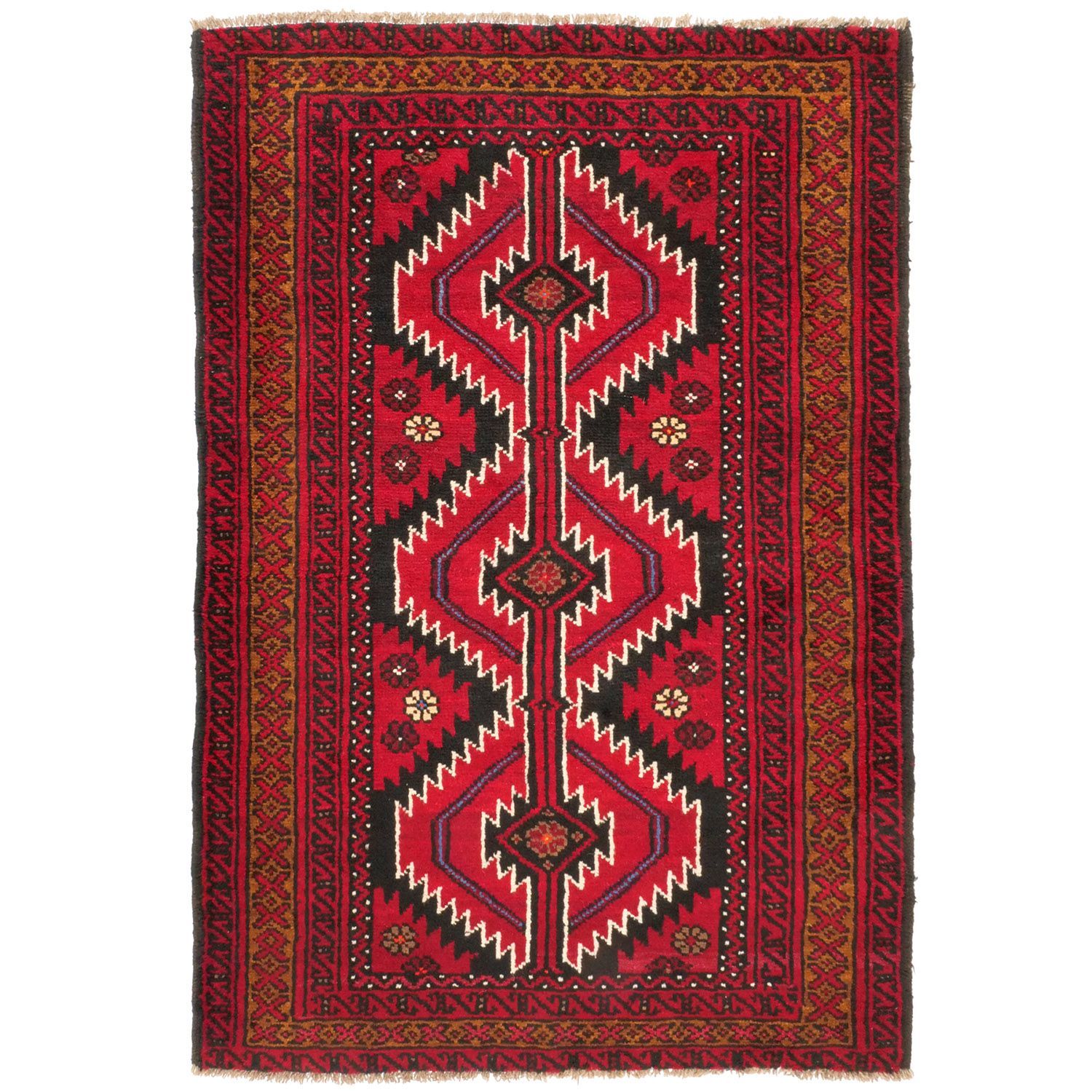 174×121 ヴィンテージラグ　バルーチ　手織ラグ バルーチ 1970年代 1800×1210 セミアンティーク ジグザグ ダイヤモンド