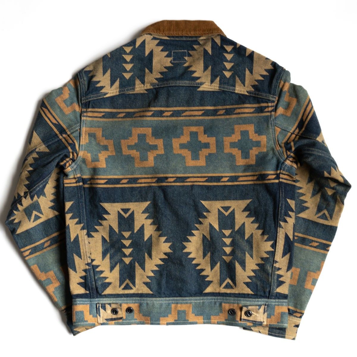 RRL Valero Jacquard Trucker ジャケット　ジャガード RRL Valero Denim Jacquard Trucker Jacket - Indigo/Yellow/Tan Multi