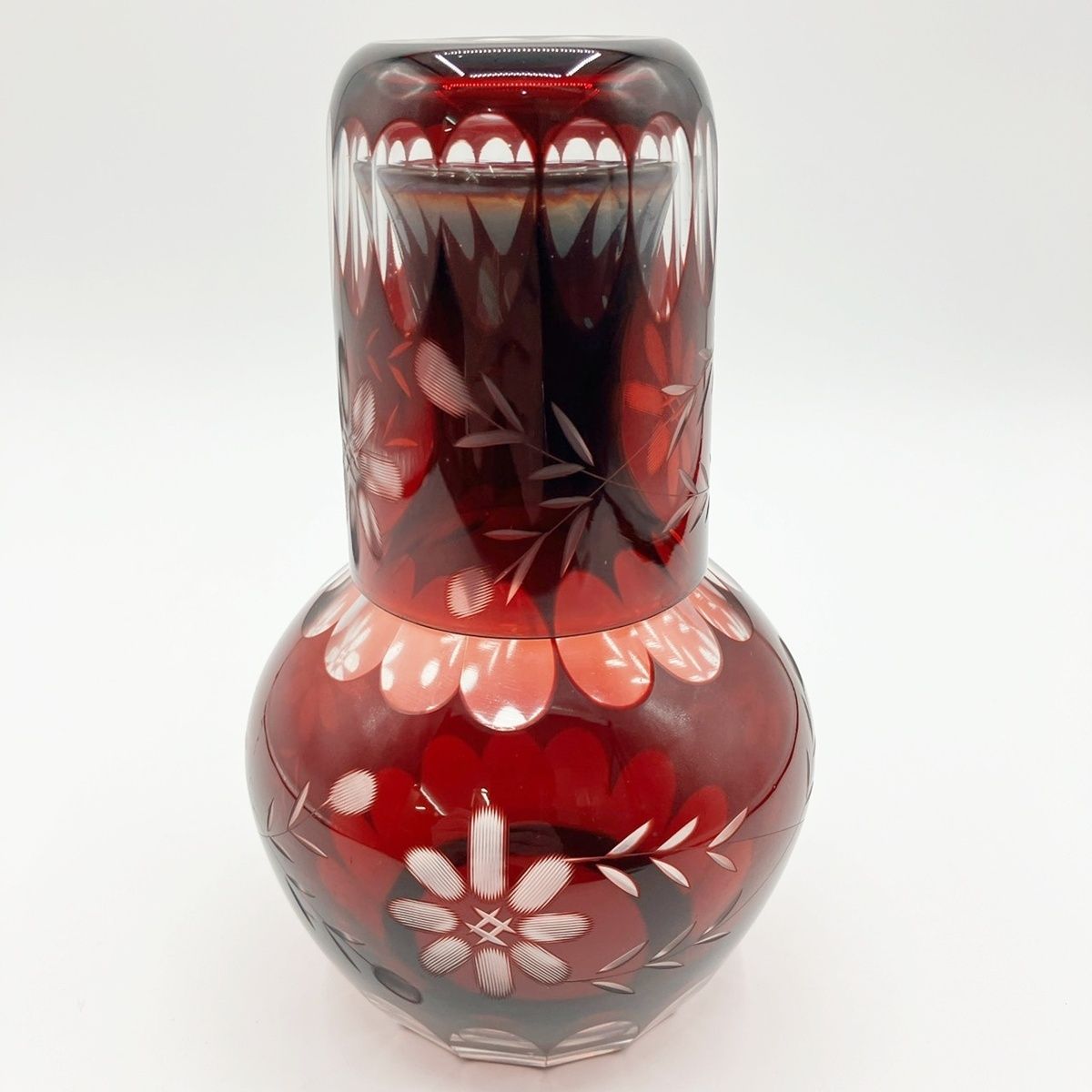 昭和レトロ 切子ガラス 冠水瓶 水差し グラス セット 酒器 キリコ