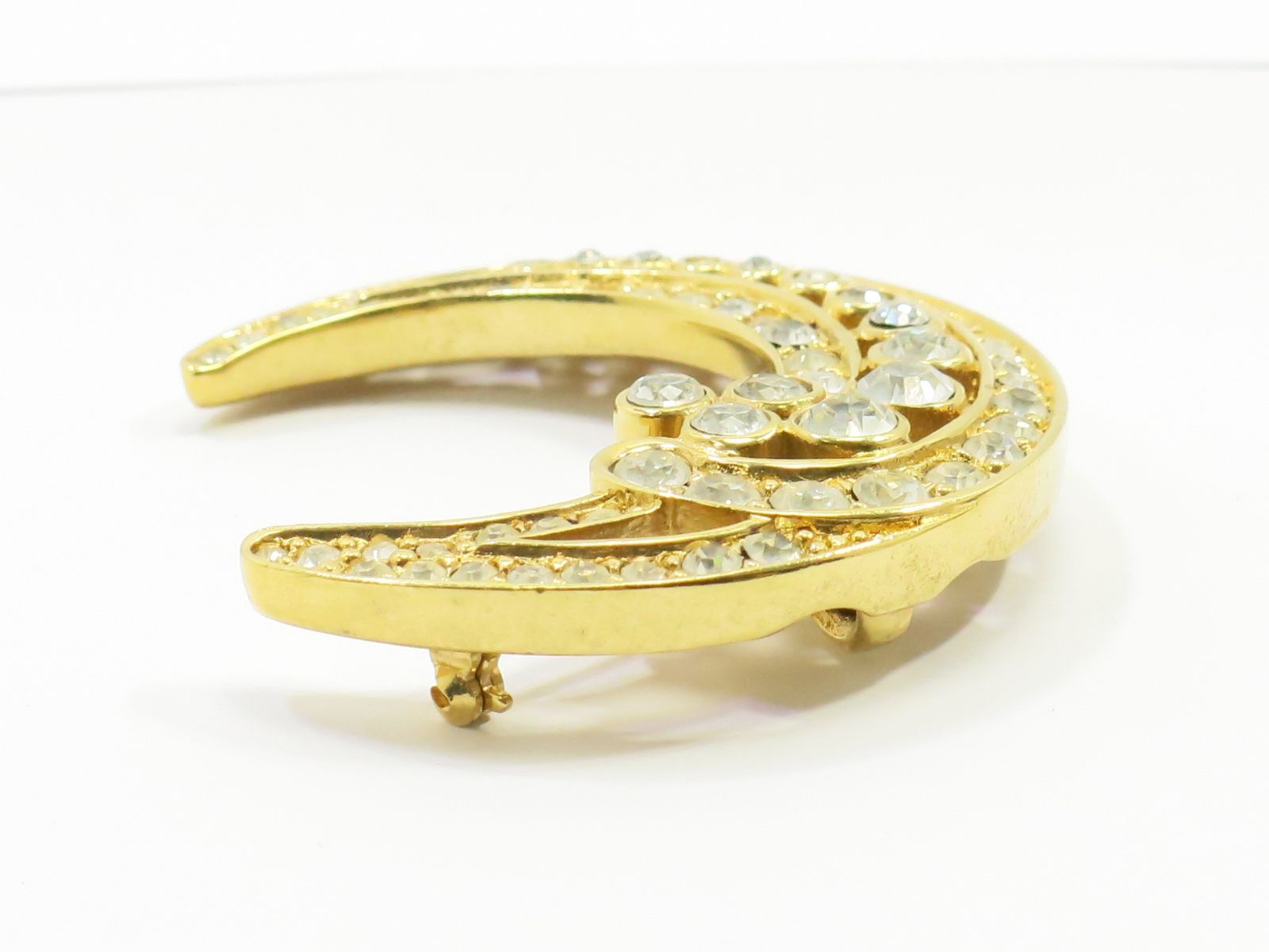 クリスチャンディオール ブローチ 三日月モチーフ＆ラインストーン 独