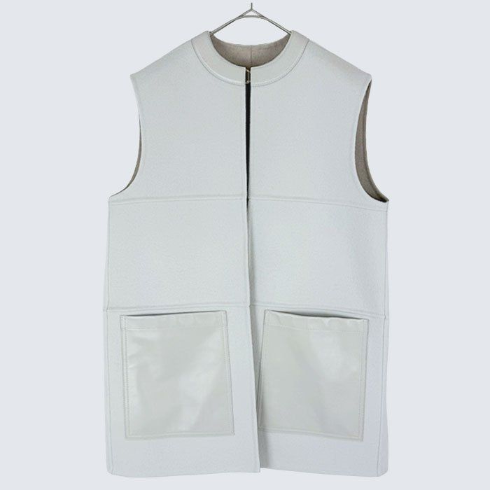 ドゥロワー2 ジレ　ベスト Drawer ドゥロワー ウール レザーコンビ ベスト ジレ - メルカリ