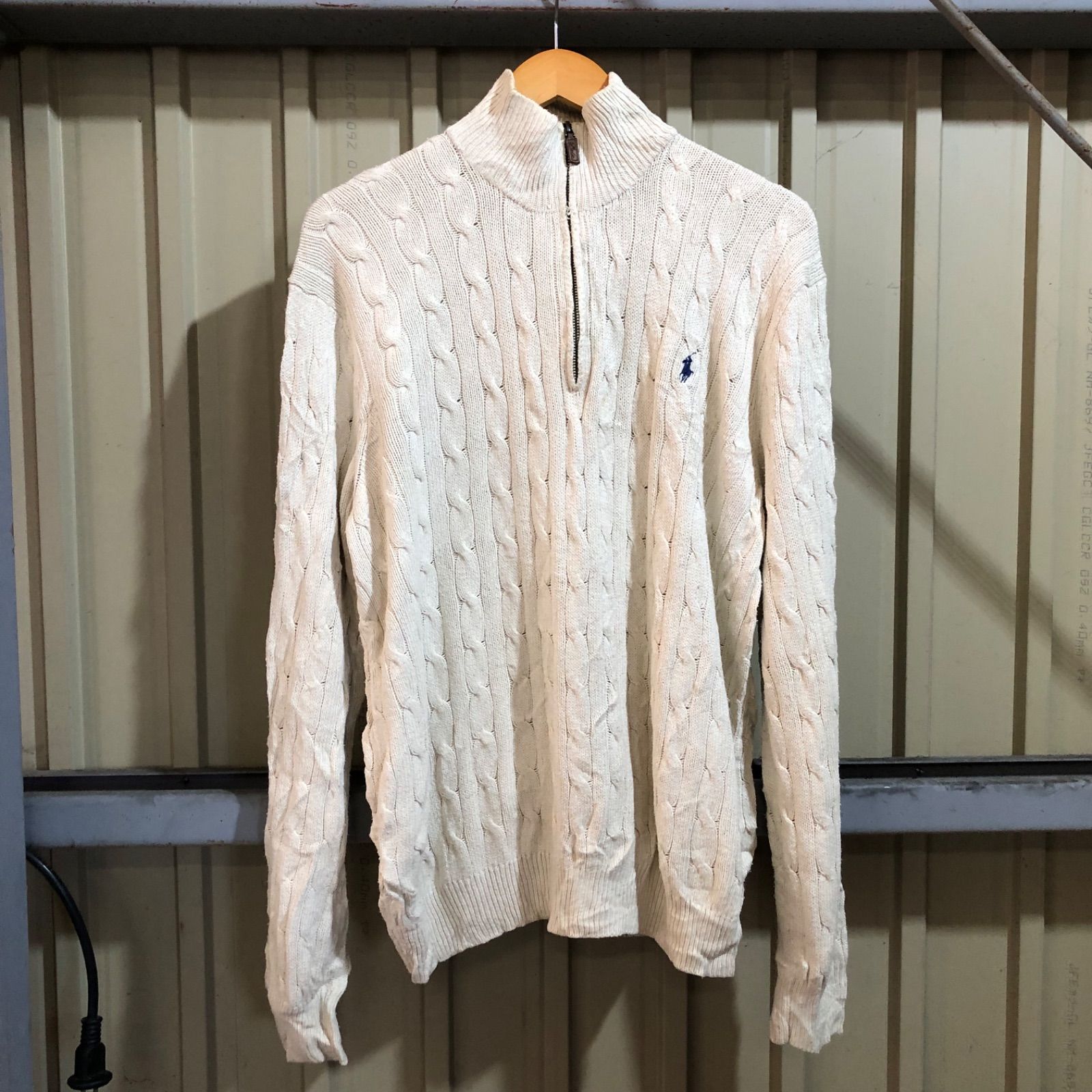 ポロラルフローレン ハーフジップ ケーブルニット セーター アイボリー M 楽天市場】ポロ ラルフローレン ボーイズ コットン ケーブルニット