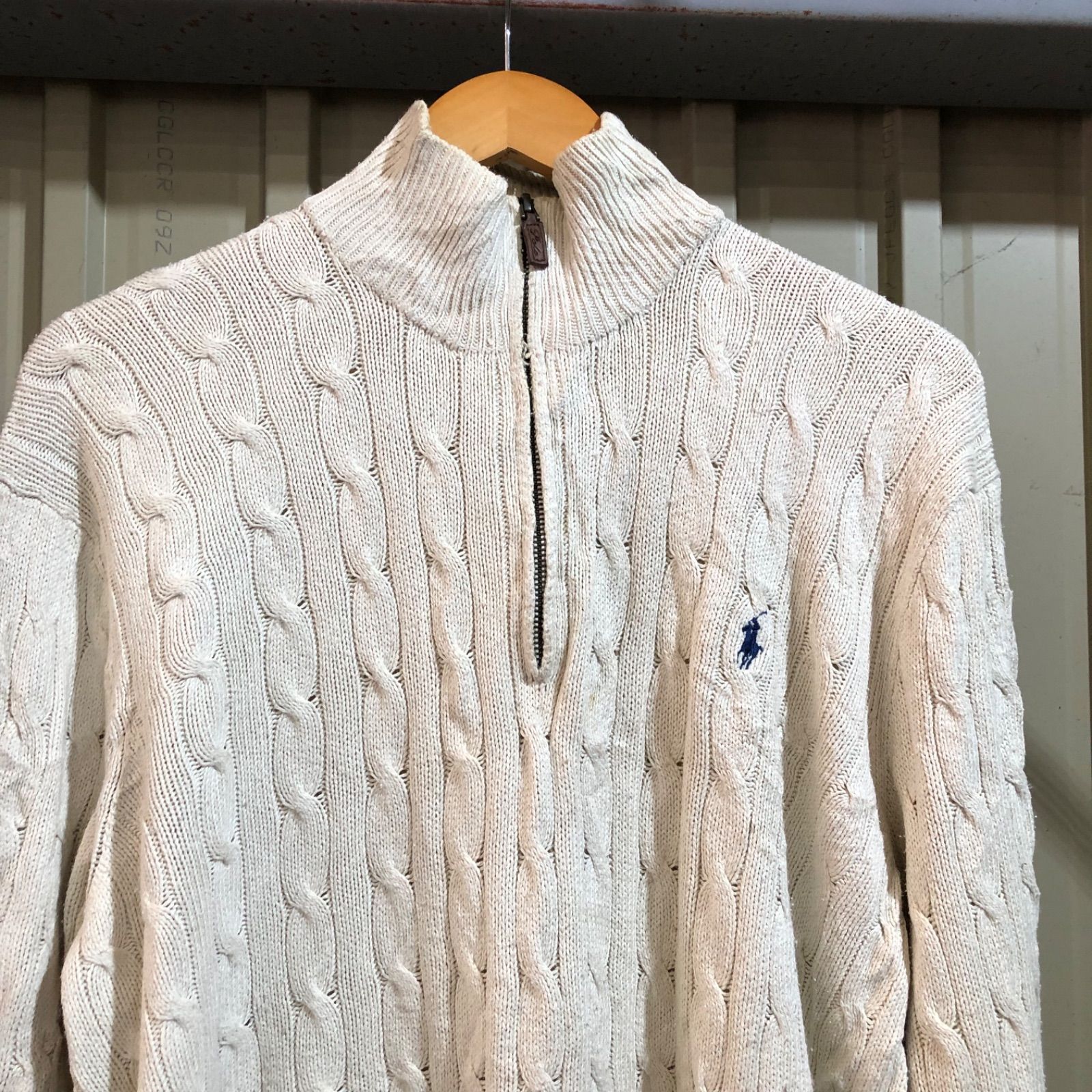 ポロラルフローレン ハーフジップ ケーブルニット セーター アイボリー M 楽天市場】ポロ ラルフローレン ボーイズ コットン ケーブルニット
