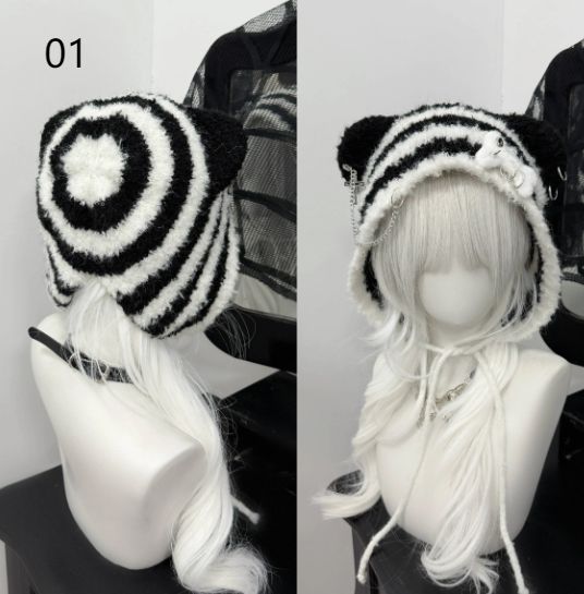 猫耳帽子 ニット帽 毛糸帽 ケモノ耳 アニマル Y2K - メルカリ