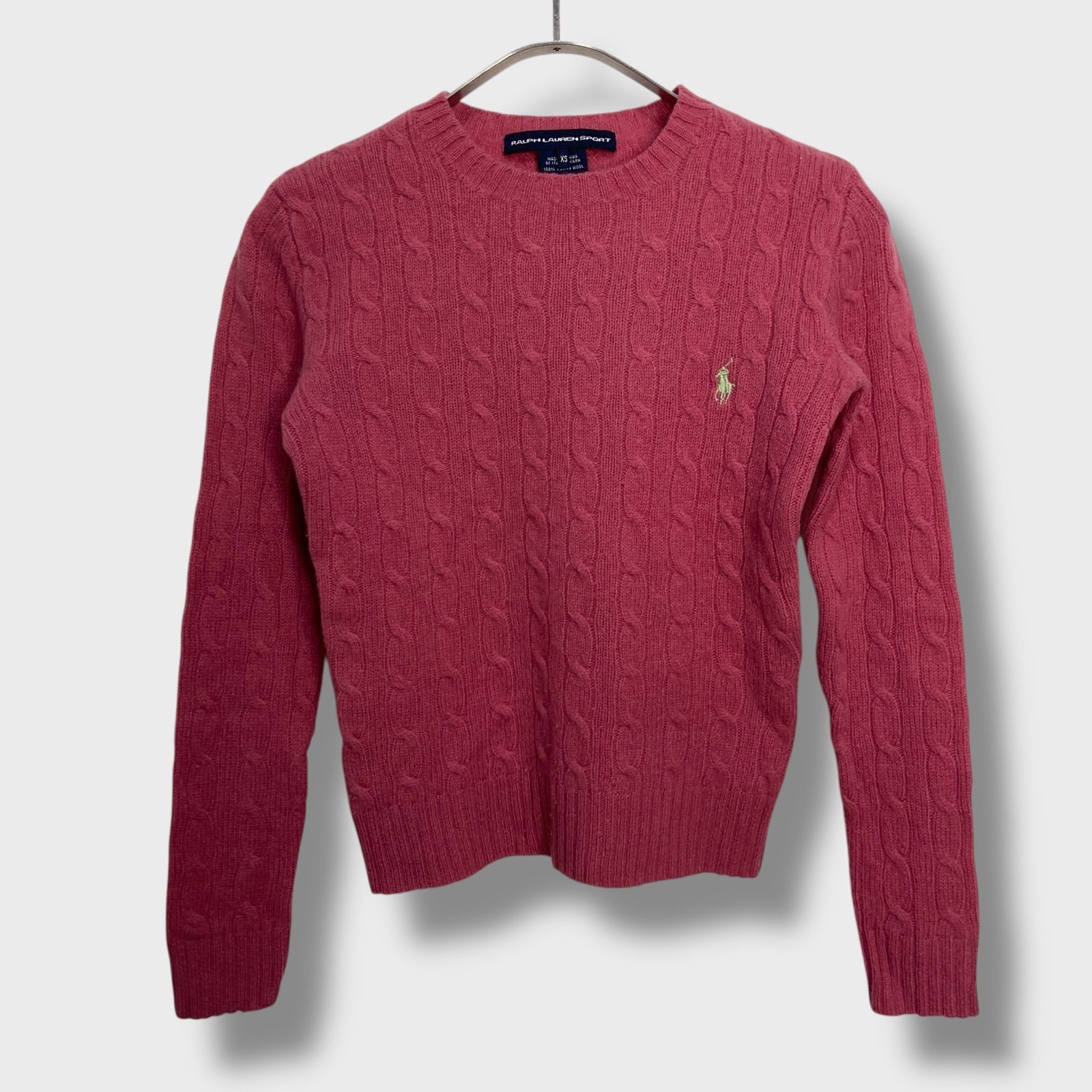Ralph Lauren Sport ピンクセーター XS ☆RALPH LAUREN SPORT☆ラルフローレン☆ケーブル編みセーター☆ウール