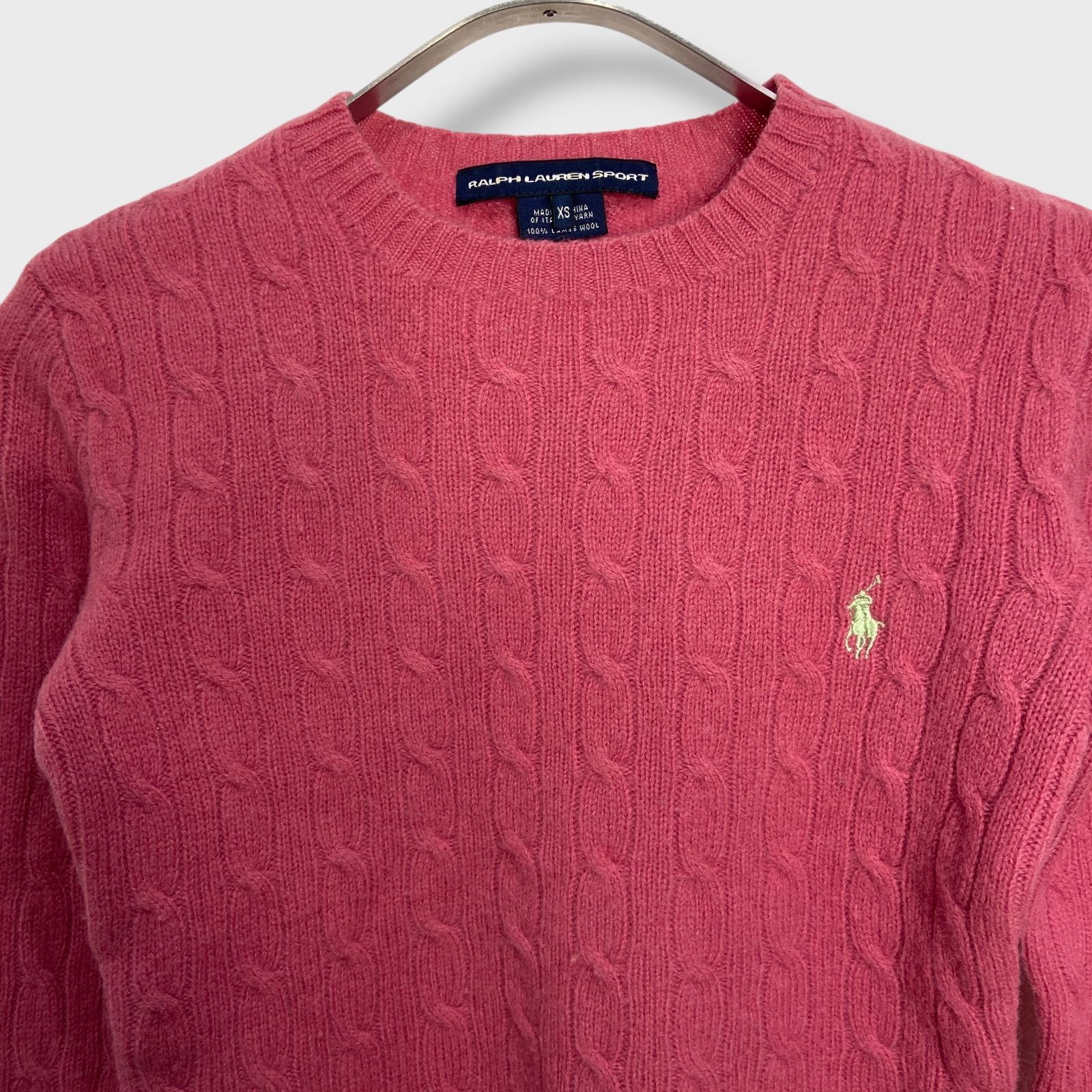 Ralph Lauren Sport ピンクセーター XS ☆RALPH LAUREN SPORT☆ラルフローレン☆ケーブル編みセーター☆ウール