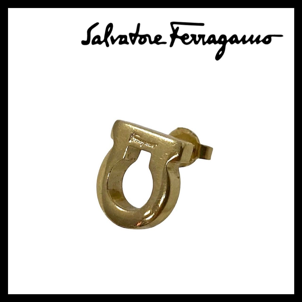 Ferragamo】ガンチーニ ピアス 片耳のみ ゴールド/金カラー Salvatore