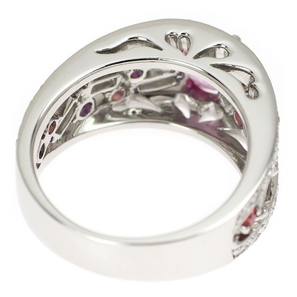 Pt900サファイア/ダイヤモンドリング　0.18ct Pt900 ピンクサファイア カラーストーン ダイヤモンド リング 1.18ct