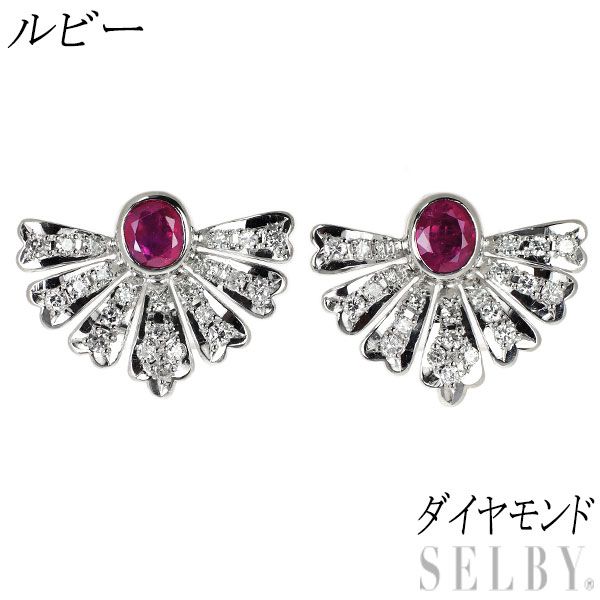 Pt900/Pt850 ルビー ダイヤモンド イヤリング - メルカリ 