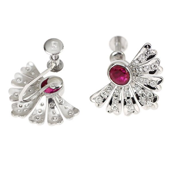 Pt900/Pt850 ルビー ダイヤモンド イヤリング - メルカリ 