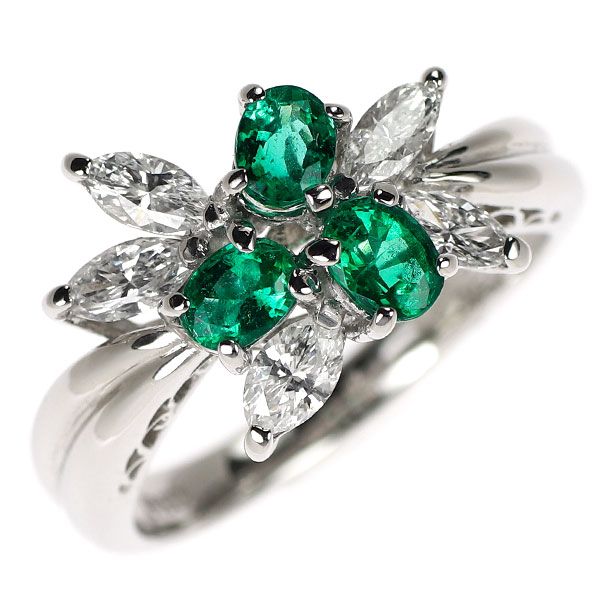 Pt900 エメラルド ダイヤモンド リング 0.63ct D0.55ct - メルカリ
