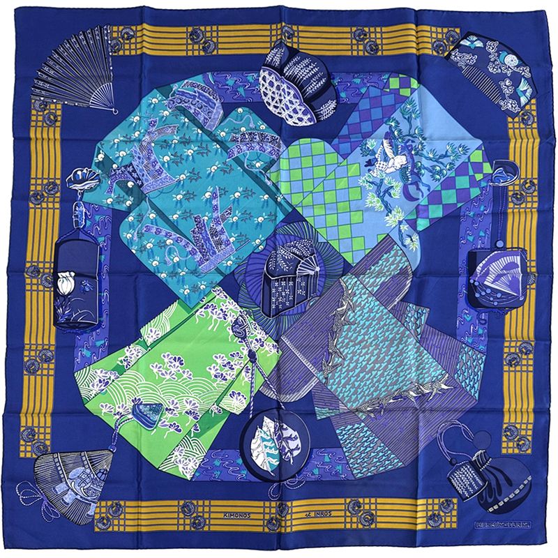 HERMES エルメス カレ90 スカーフ 【着物と印籠】 エルメス HERMES スカーフ カレ90 KIMONO et INROS 着物と印龍