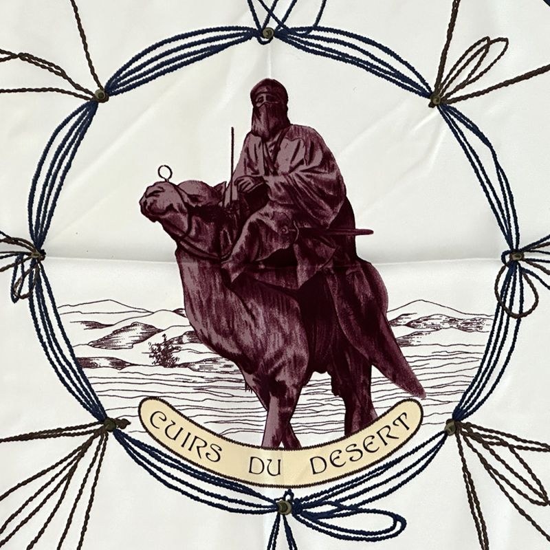 エルメス HERMES スカーフ カレ90 CUIRUS DU DESERT 砂漠の革飾り