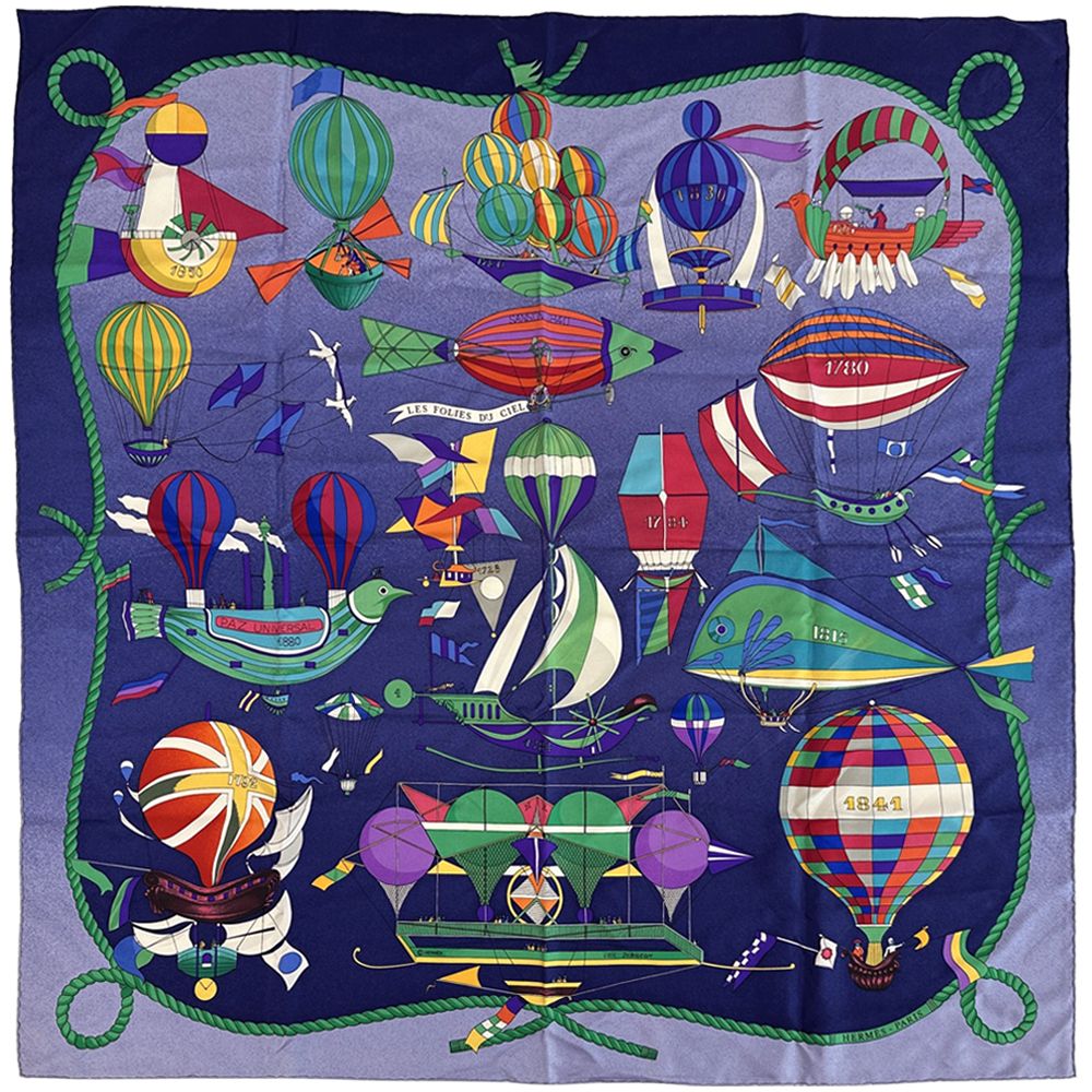 エルメス HERMES スカーフ カレ90 LES FOLIES DU CIEL 大空の狂気