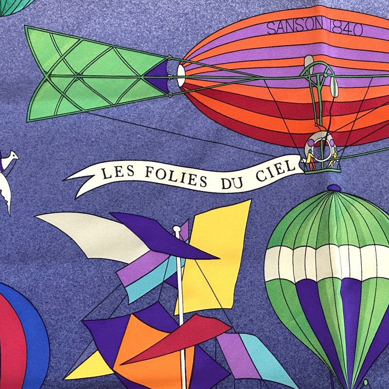 エルメス HERMES スカーフ カレ90 LES FOLIES DU CIEL 大空の狂気