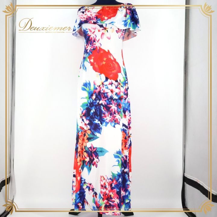 フラダンス 衣装 ワンピース ドレス グリーン系 マーメイドライン フラ