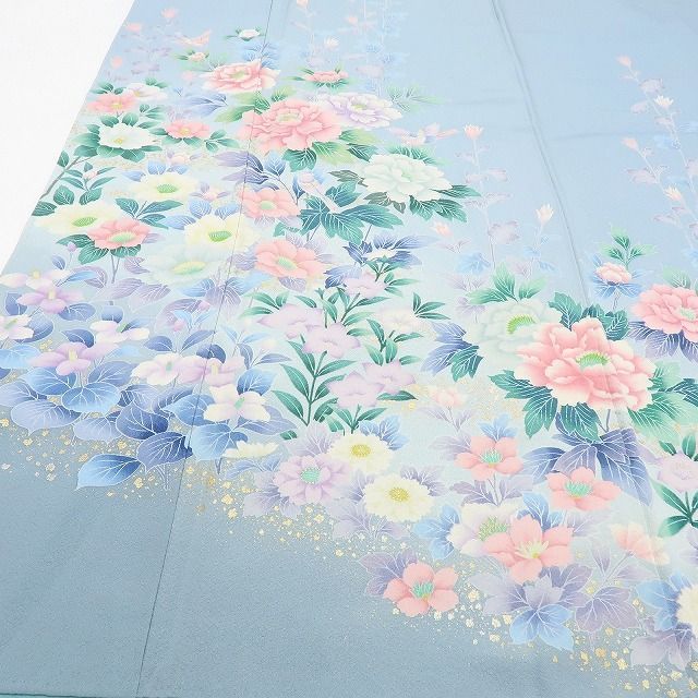Y3720◇美品 正絹 箔散らし 手縫い仕立て 牡丹 訪問着 着物 百華❀Y4045◇箔散らし 手縫い仕立て 正絹 椿 牡丹 梅 鳥 訪問着 着物