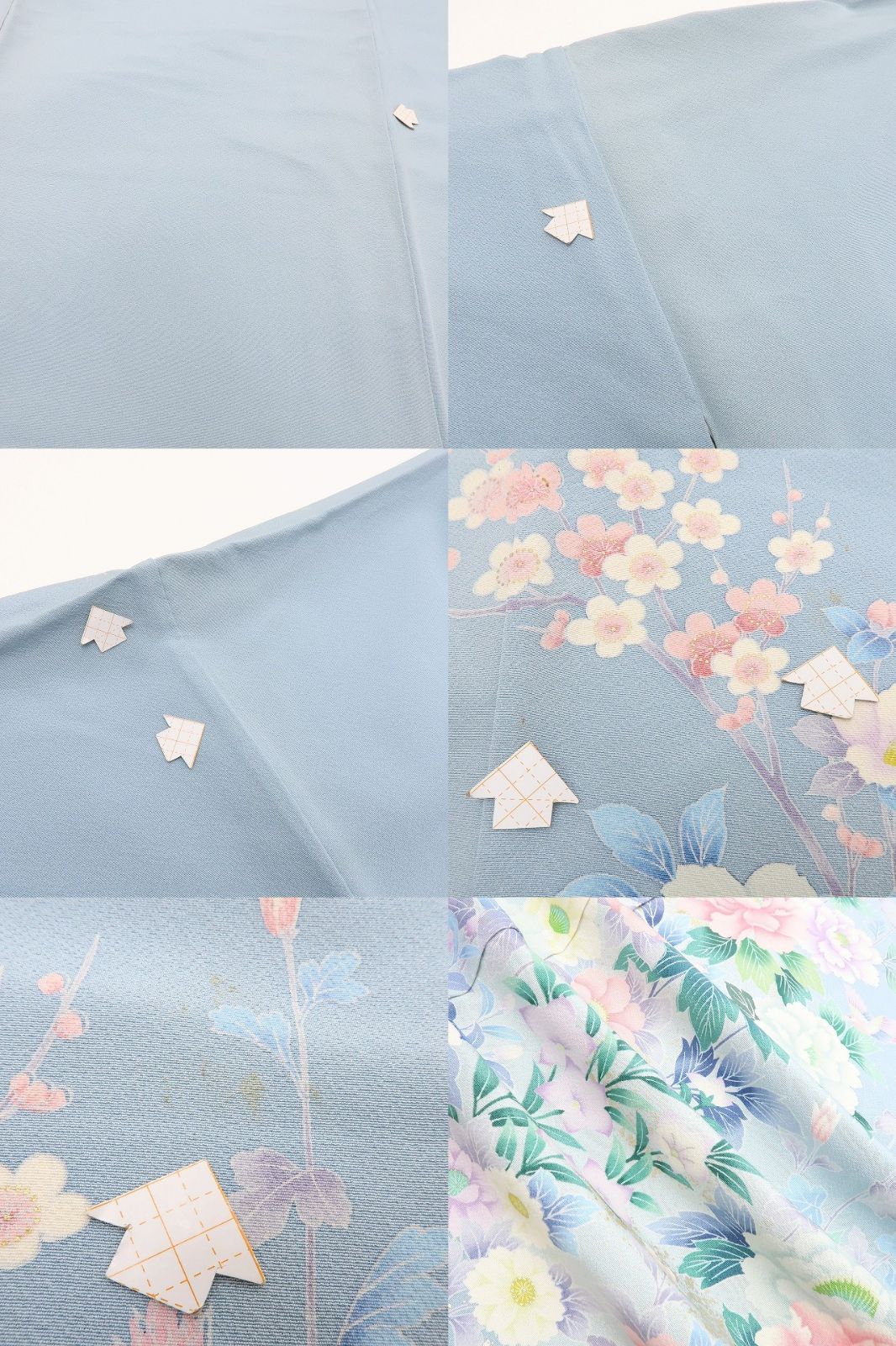 百華❀Y4045◇箔散らし 手縫い仕立て 正絹 椿 牡丹 梅 鳥 訪問着 着物