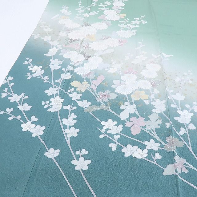 百華❀Y4046◇作家物 吉祥落款 手縫い仕立て 正絹 菊 梅 訪問着 着物