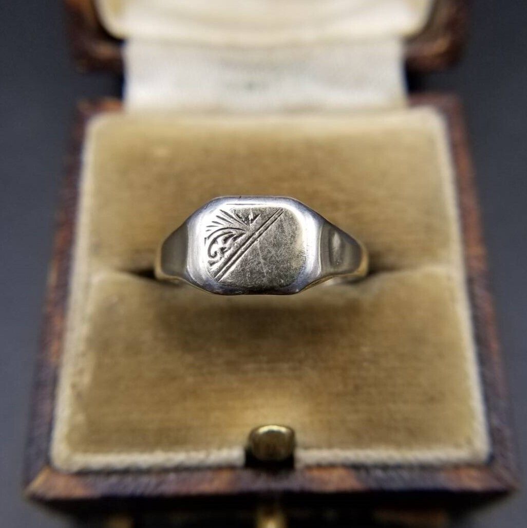 英国 ヴィンテージ フローラル エッチング アールデコ スクエア