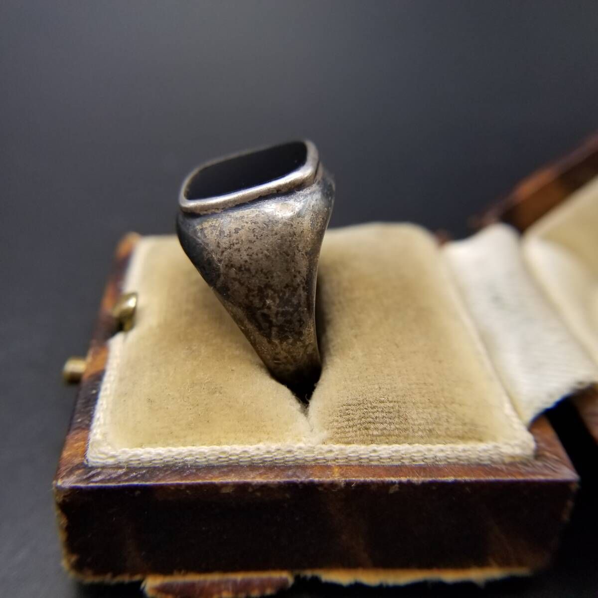 オニキス インレイ レクタングル 925 シルバー ヴィンテージ