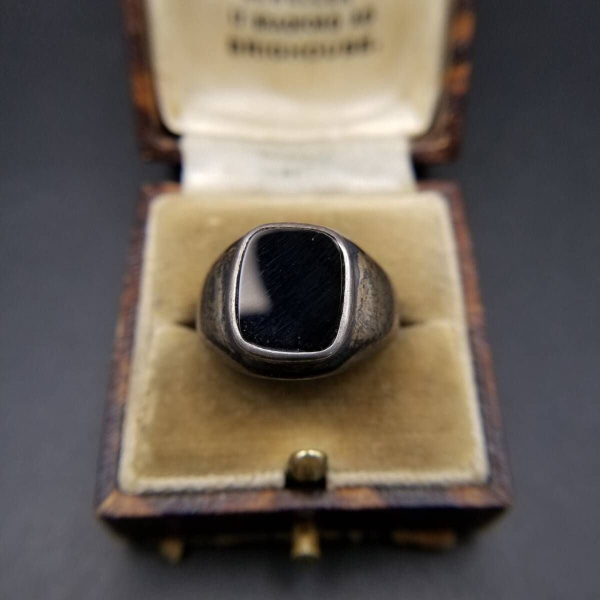 オニキス インレイ レクタングル 925 シルバー ヴィンテージ