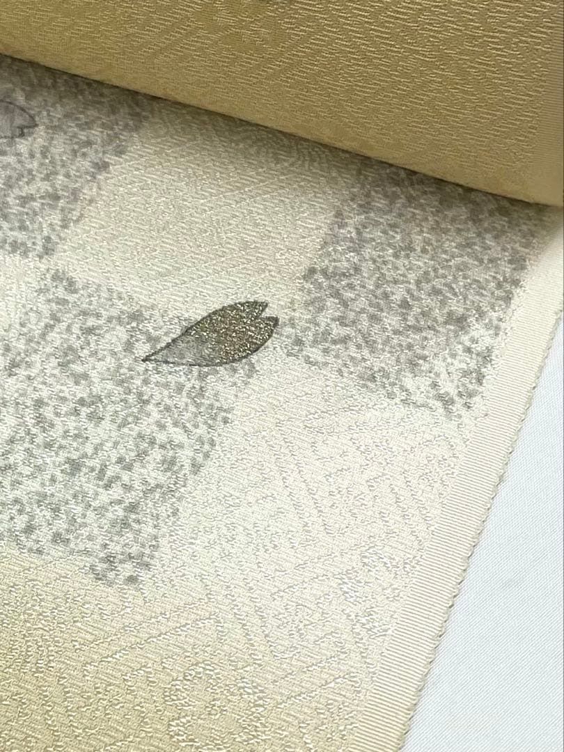 小紋 菜の花 花墨彩 睦美 紋意匠 市松模様 横段 桜 正絹 反物 T9120 
