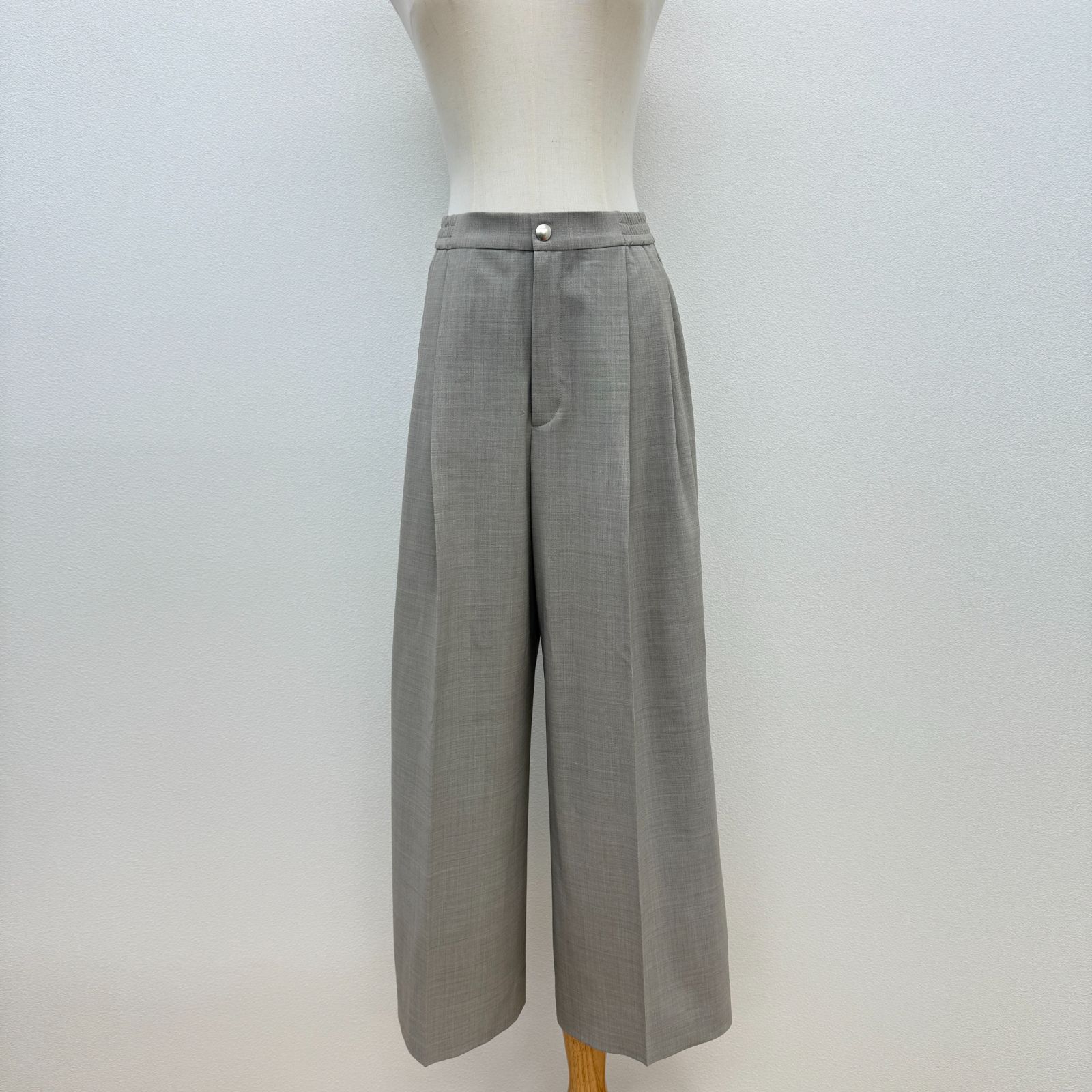 鑑定済み ユナイテッドアローズ 2タック パンツ スラックス 38 ベージュ シルバー金具 1514 162 5262