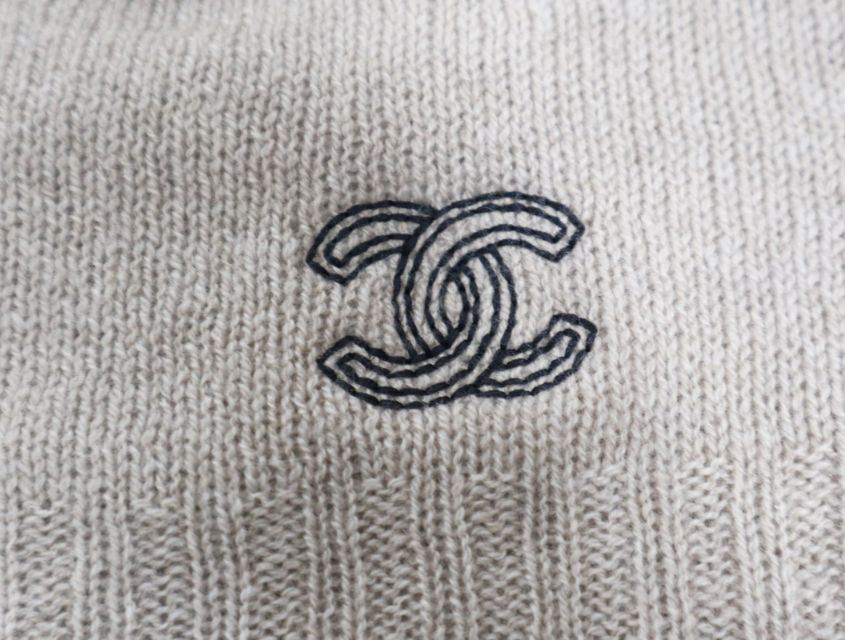シャネル CHANEL 25B カシミヤ ニット帽 グレー ビーニー ココマーク