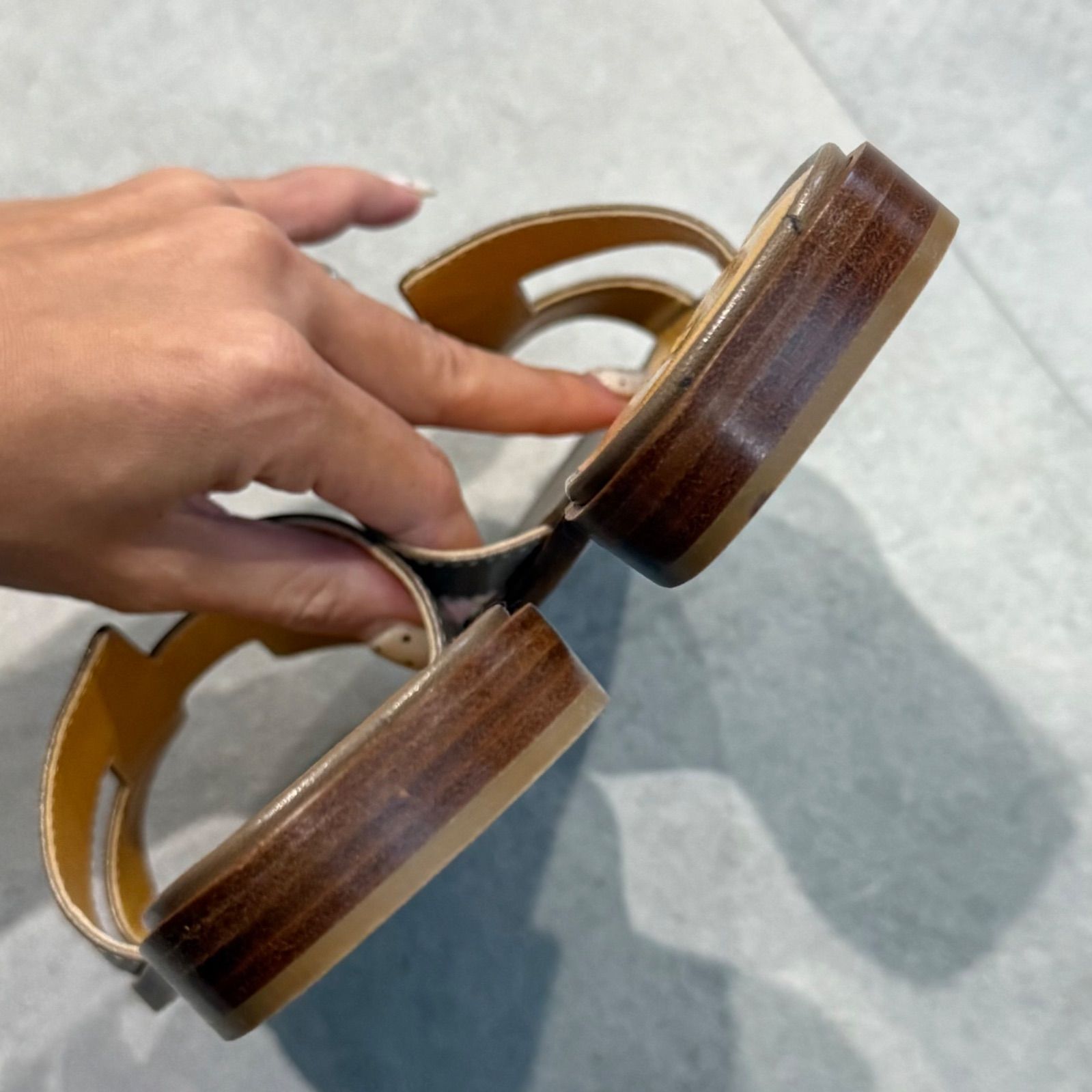 美品 HERMES エルメス サンダル オラン Hロゴ フラットシューズ