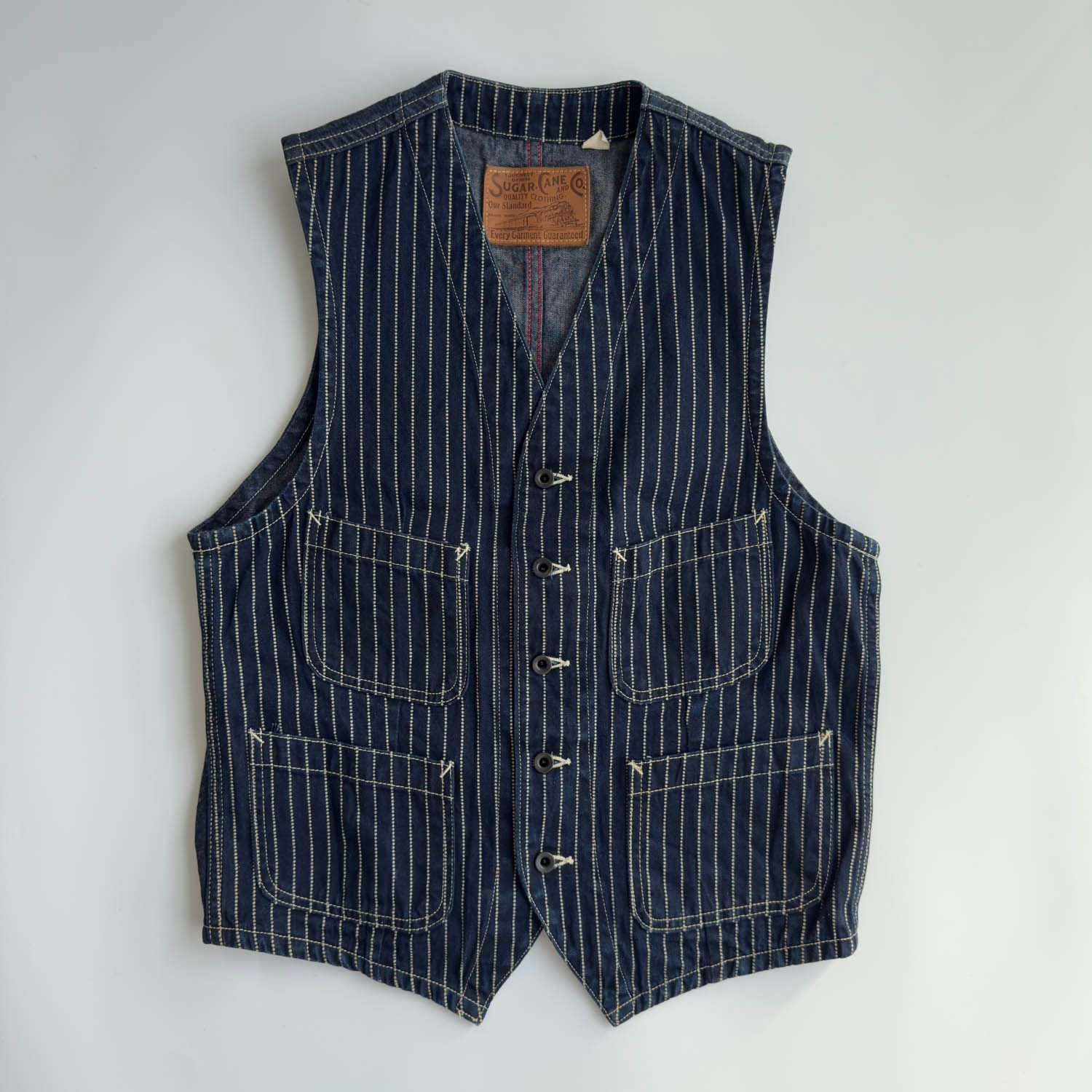 【美品】SUGAR CANE ウォバッシュベスト　38 SUGAR CANE ウォバッシュベスト 38サイズ SUGAR CANE WABASH Denim
