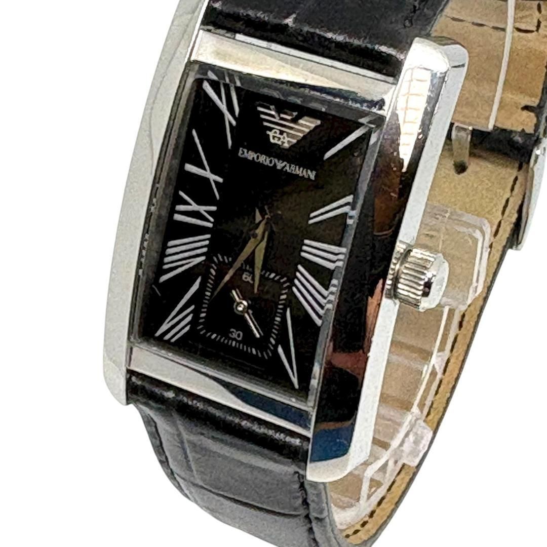 電池交換済】エンポリオアルマーニ AR-0144 スモセコ 黒文字盤 腕時計  
