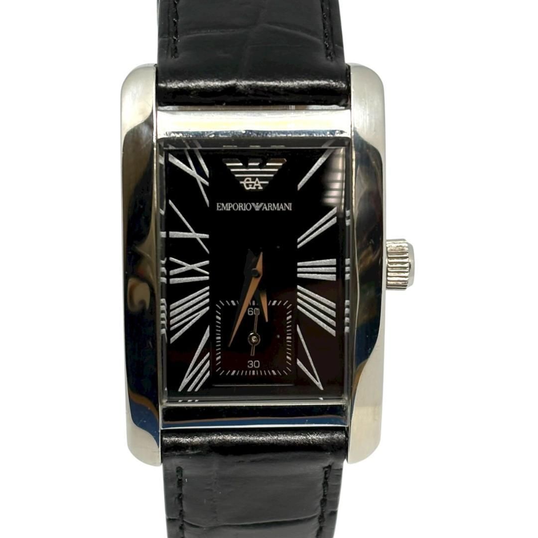 電池交換済】エンポリオアルマーニ AR-0144 スモセコ 黒文字盤 腕時計  