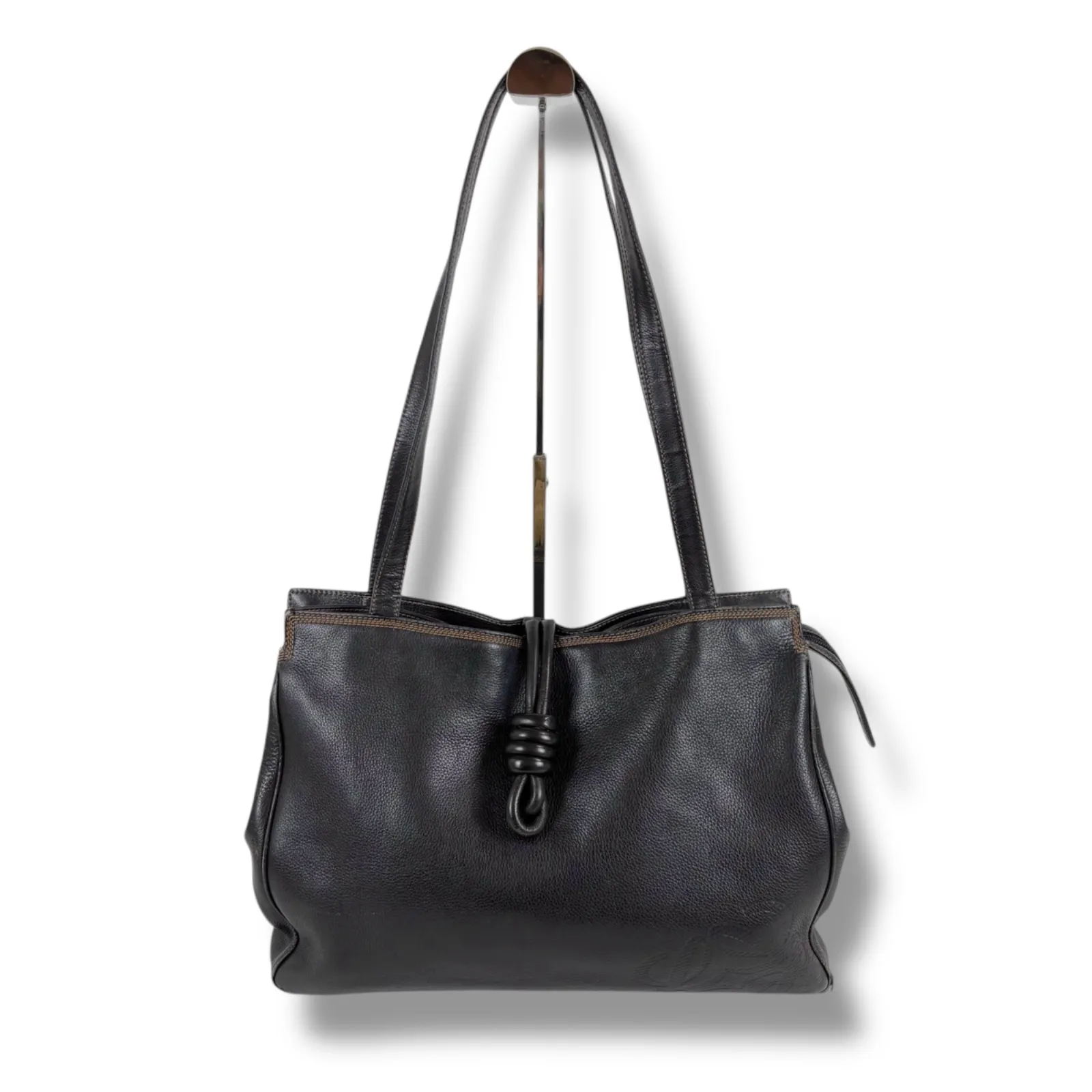 良品】LOEWE ロエベ トートバッグ フラメンコノット レザー ブラック 