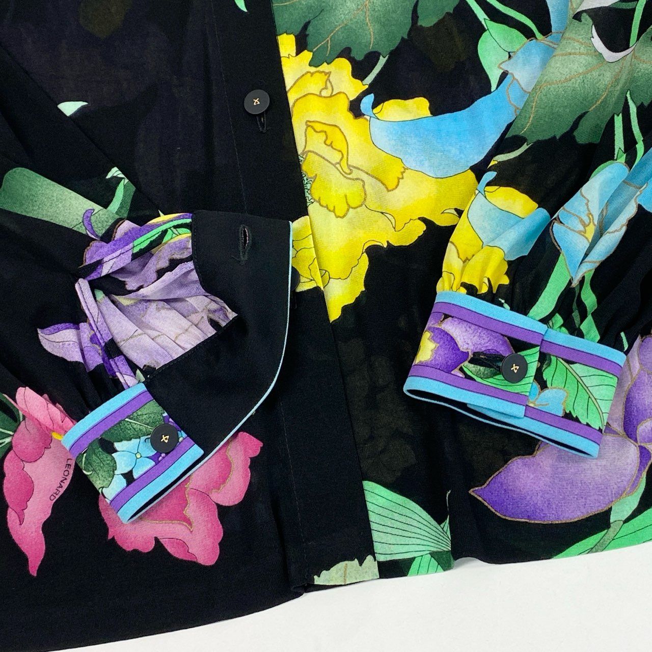 3k19《美品》 LEONARD FASHION レオナール 長袖シャツ シアーシャツ