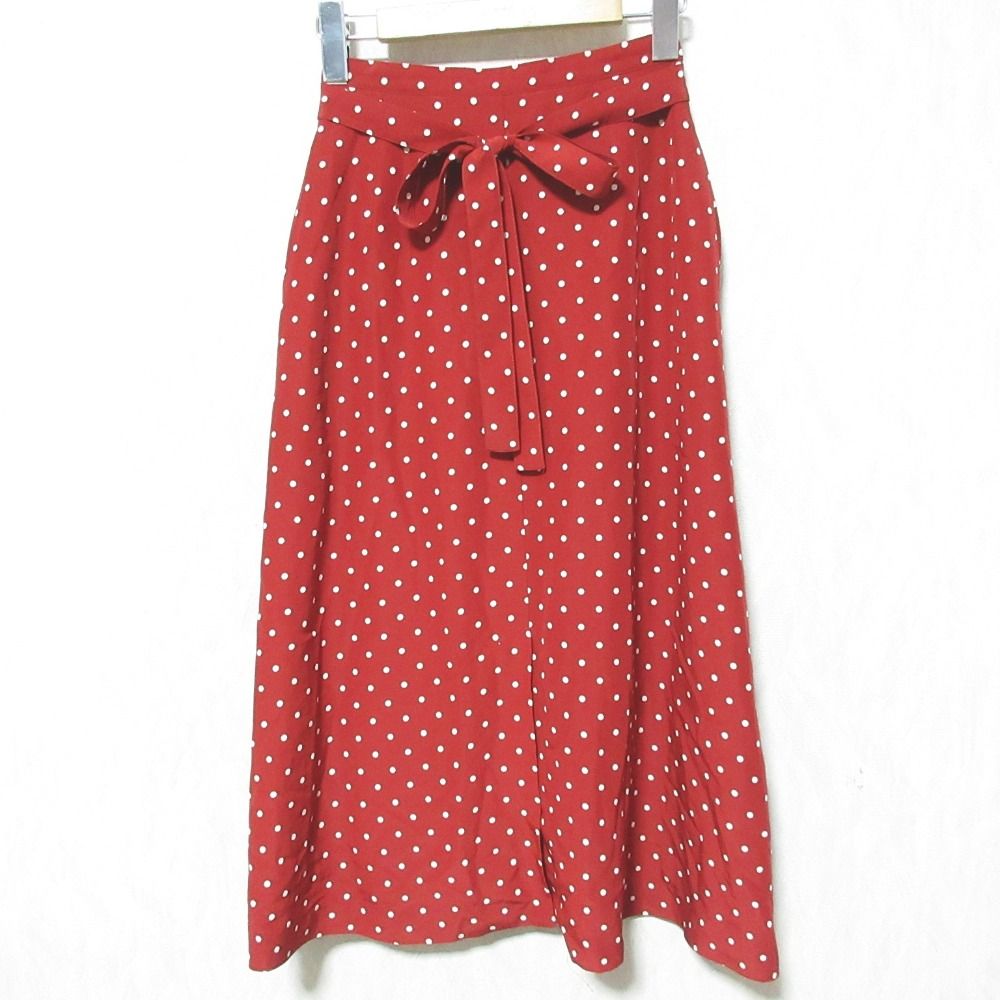【未使用】ピンクハウス　ドット　ロングスカート 美品 PINK HOUSE ピンクハウス ドット ロングスカート レッド