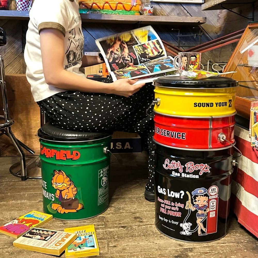 4種から選べる】オイル缶スツール スチール製 収納 チェア 椅子 ゴミ箱