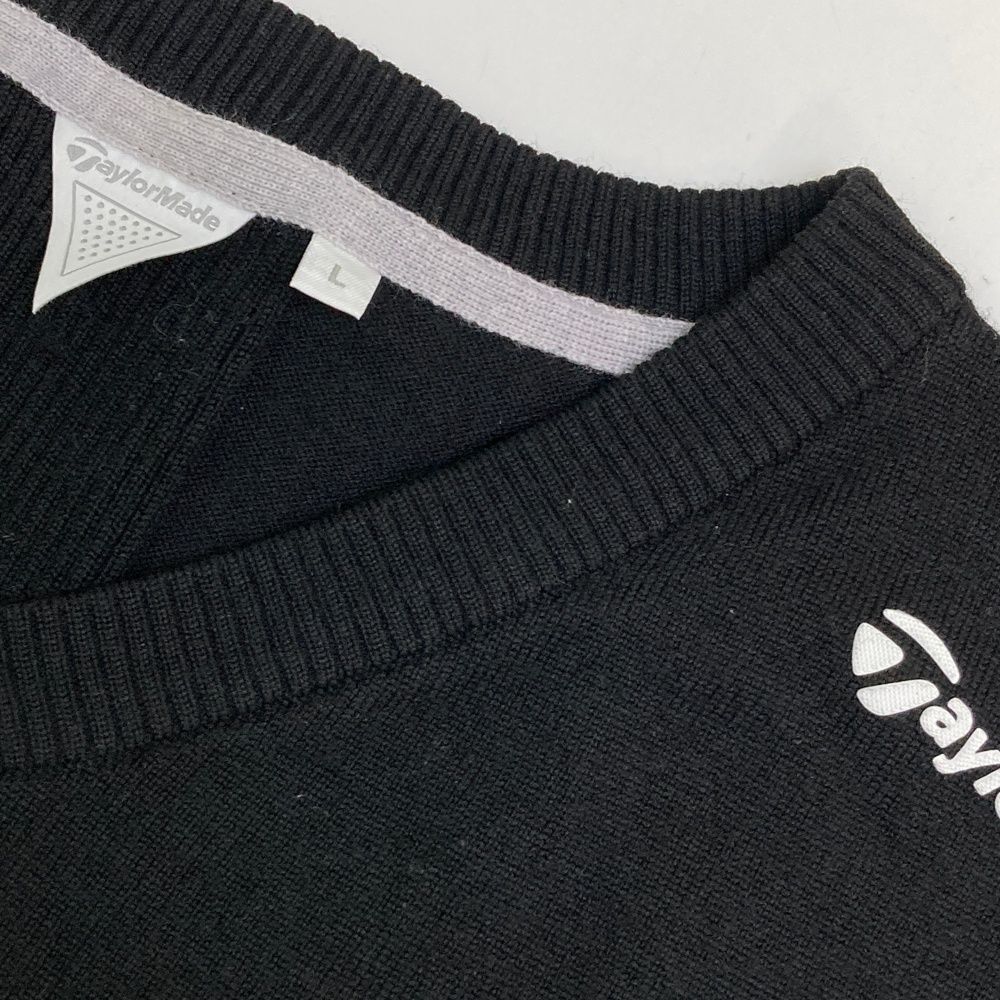 【希少】TaylorMade テーラーメイド Vネックセーター ブラック M サイズ：L TAYLOR MADE テーラーメイド Vネック長袖ニットセーター