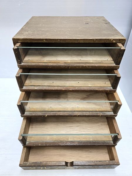 中古品】 ダルマ印 京美糸 木製 ミシン糸ケース 収納棚 陳列ガラス