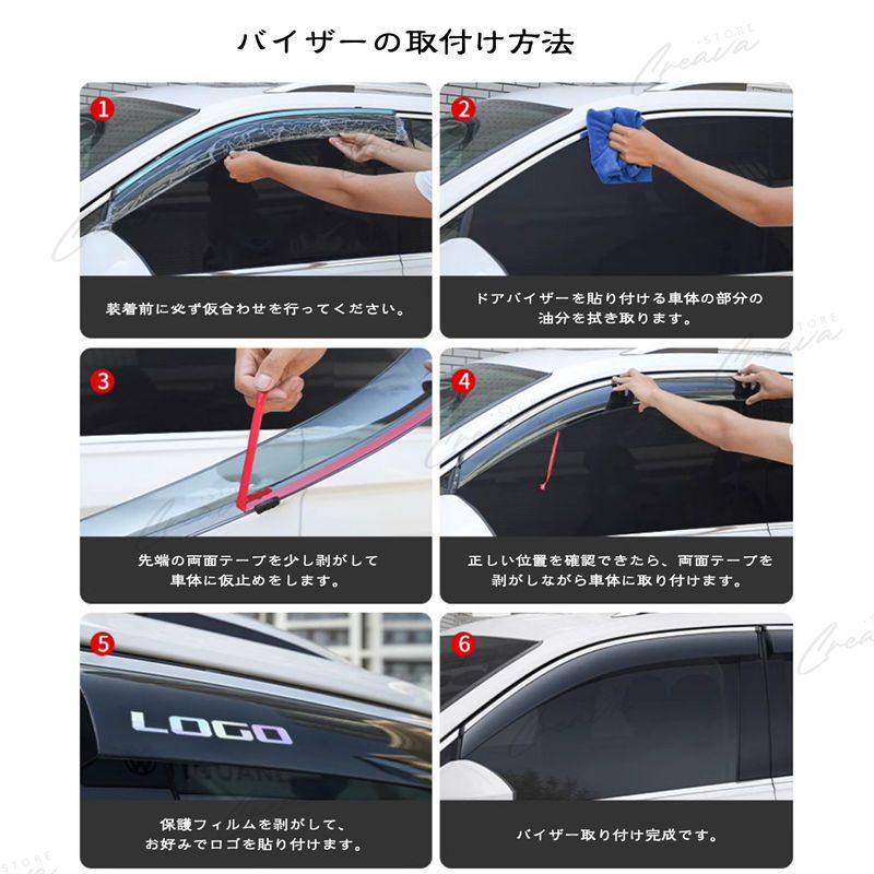 ランドクルーザー100 対応用ドアバイザー 1台分セット サイドバイザー