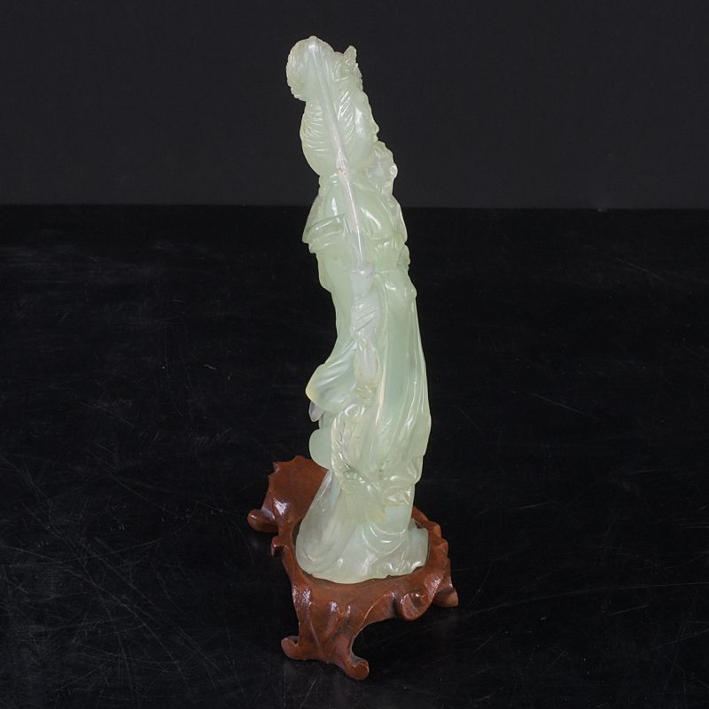 中国　玉石蝋石　唐子観音像　置物　唐木台付　M　R4735 中国 玉石蝋石 唐子観音像 置物 唐木台付 M R4735 - メルカリ